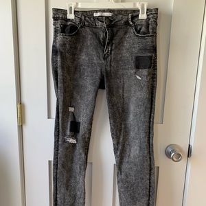 Black, distressed jeans